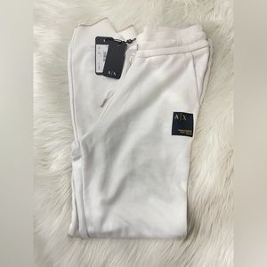SOLD🔴White armani Exchange xs women teen pants seeats joggers with gold trim